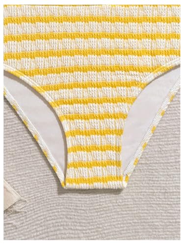 Image of RoseSeek Girl's Tie Dye Smocked 2 Piece Swimwear Sets Backless Halter Bikini Cute Brief Bathing Suit