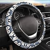 Cute Penguin Car Elastic Steering Wheel Cover Universal 15 Inch Vehicle Stretch Steering Wheel Cover Protector for Men Women Car Protective Cover Novelty Cars Interior Accessories