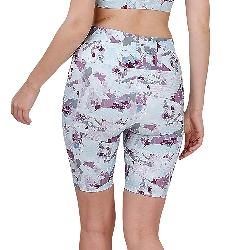 Image of SOIE Women Polyester Blend Sports Shorts High Waist Knee Length with Side Pocket Quick Dry Squat Proof Athleisure Shorts for Workout