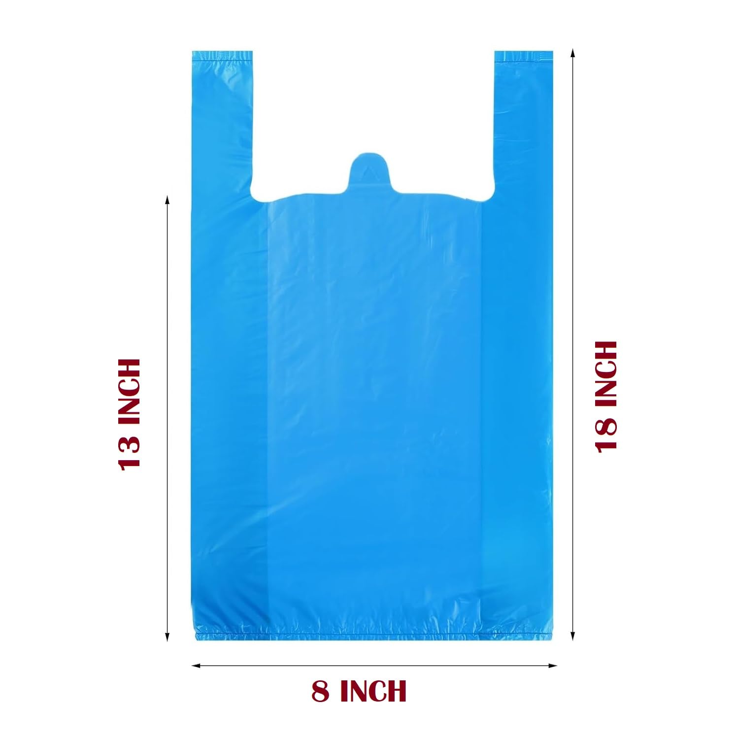 100 PCS BLUE (10X15X18 Inch) Bags, Trash Bag with Handles, T-Shirt Plastic Bags for Retail Groceries, Merchandise - Image 2
