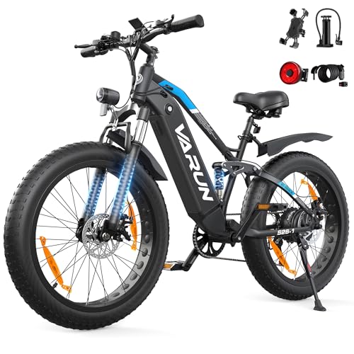Bicicletas eléctricas de montaña, potencia y aventura en cada ruta 16 VARUN Bicicleta Electrica para Adultos, 26''*4,0 Fat Tire Bicicleta Eléctrica para Ho...