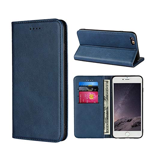 Cavor for iPhone 6 Case,iPhone 6s Case,Cowhide Pattern PU Leather Book Wallet Magnetic Kickstand Flip Cover Phone Cases with Card Slots(4.7")-Navy Blue