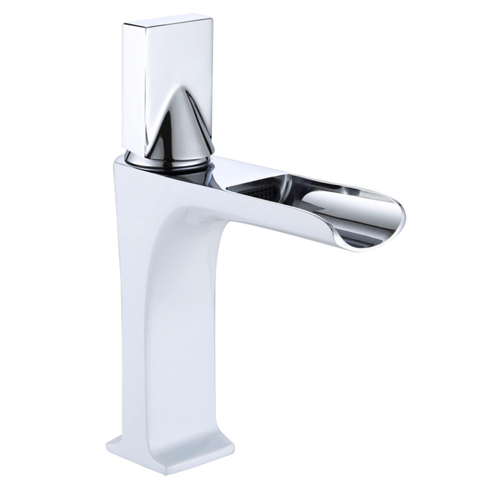 Nvsfzgiyg Silver Waterfall Bathroom Sink Faucet, Solid Brass, Hot And Cold Mixer Tap Fauceting, Spout Single Handle, Black(Silver)