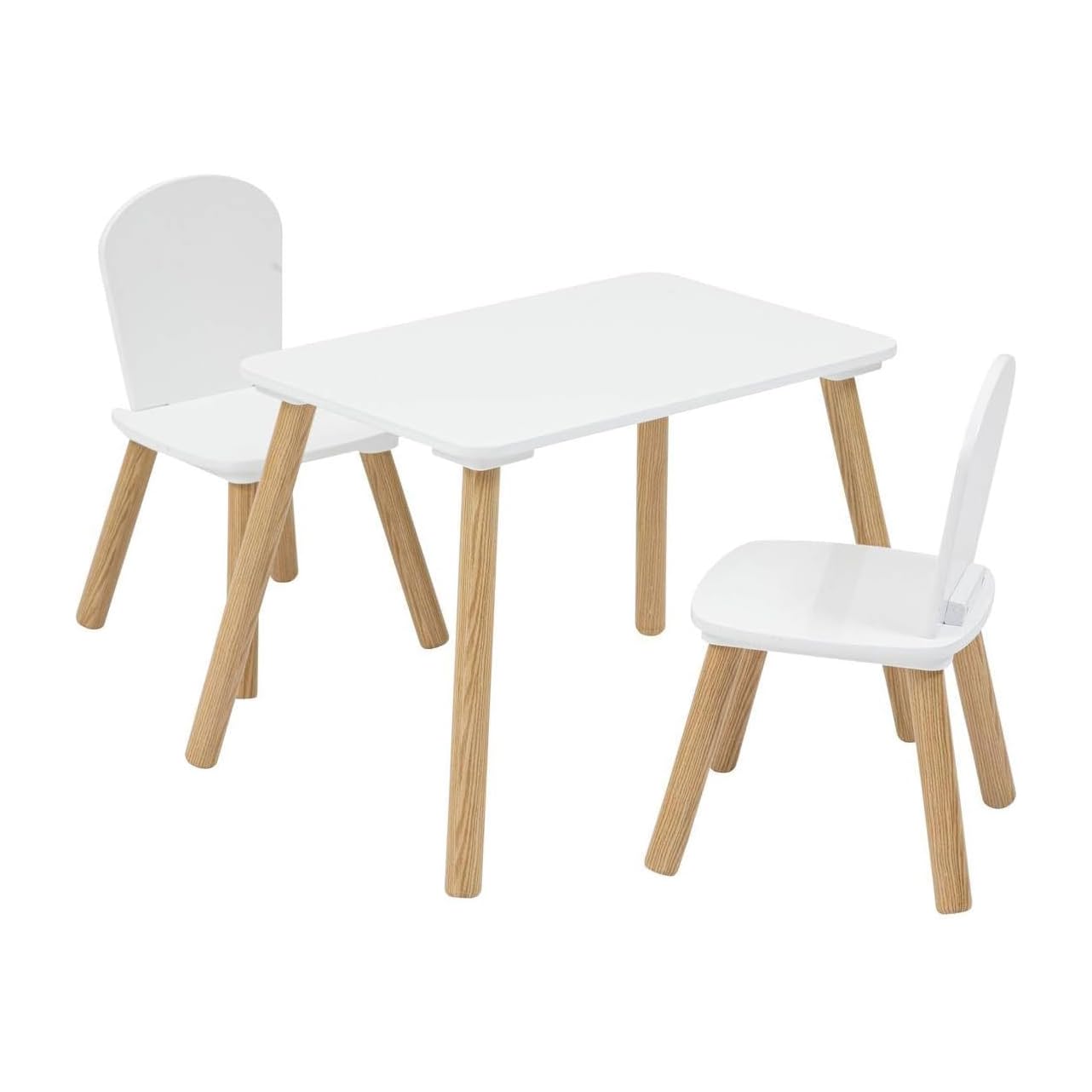 Acomoda Textil - Set Infantil de Mesa y 2 Sillas para Niños, Conjunto de Muebles para Dormitorio, Sala de Juegos o Guardería, Ideal para Dibujar, Leer, Estudiar, Jugar y Manualidades. (Blanco)