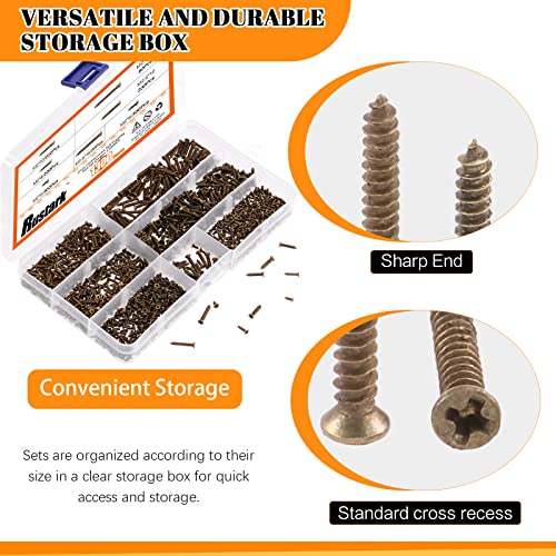 Kit de tornillos planos M2 M2.6 bronze Phillips 1300 piezas miniatura 6