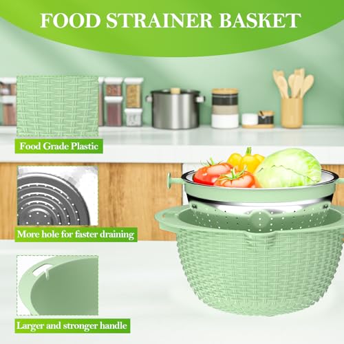Edelstahl Sieb Set mit Rührschüssel - Rostbeständiges Küchensieb für Nudeln, Obst & Gemüse - Spülmaschinenfest für Kochen & Meal Prep