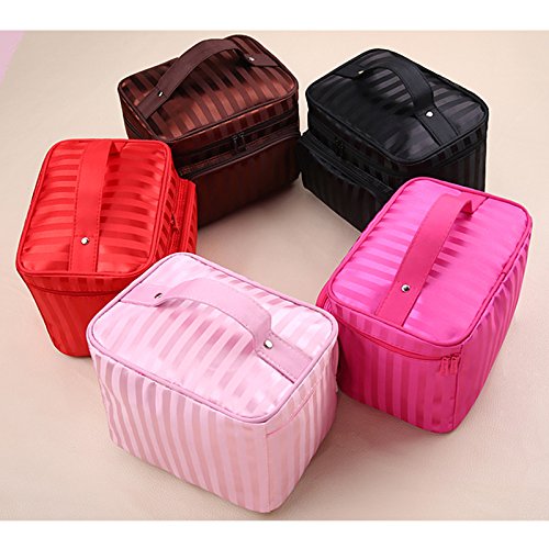 Borsa da Toilette a griglia, Grande Borsa cosmetica da Donna a Righe, Impermeabile, Kit da Toilette Professionale, Organizer da Viaggio, Scatola per Il Trucco