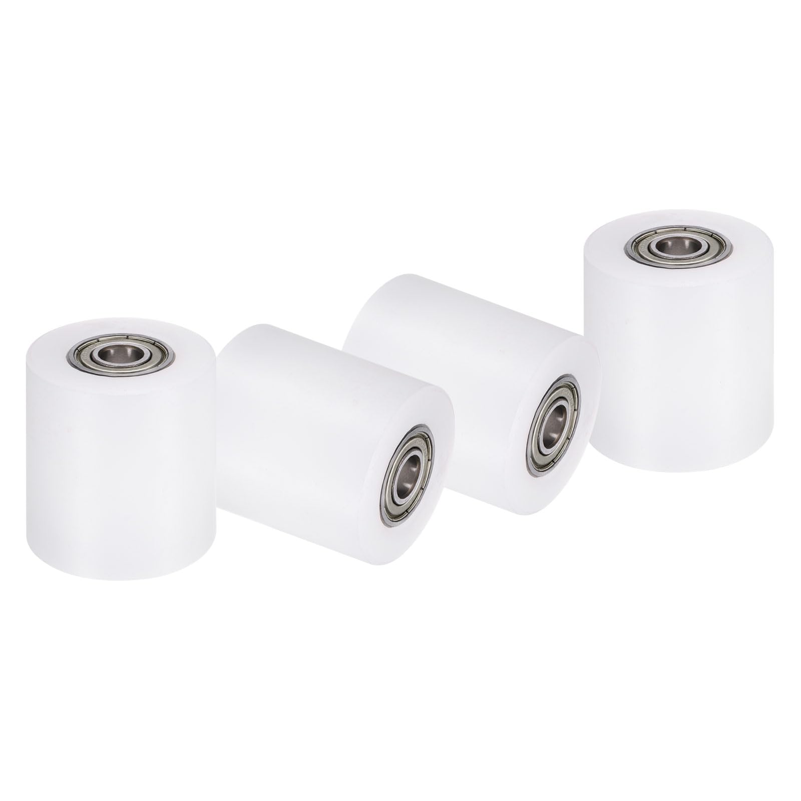 QUARKZMAN 4pcs Roue à Rouleau en Nylon avec Roulements 10x45x50mm(ID*OD*Hauteur), Roulette Nylon Guide CNC Poulie Plate pour Courroie, Roue Universel avec Roulement à Billes Scellé (Blanc)