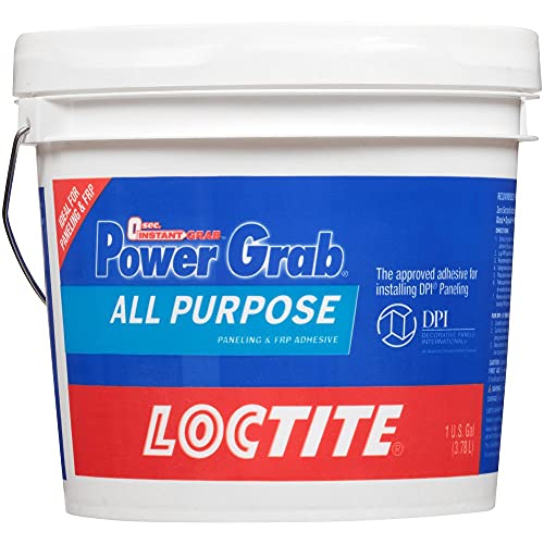 Loctite Power Grab Express All Purpose Construction Adhesive, White, 1 Gallon Pail, 1 Pack - Versatile Construction Glue for Cement, Tile, Wall &amp; More