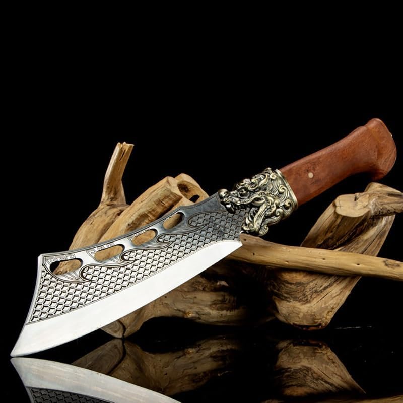 Meat Cleaver,Cleaver Knife Longquan Kitchen Knife 7Cr17MoV Steel Blade Cleaver Machete Survival Hatchet Chop Bone Wood Chopper Knife Handmade Forged, LAMAJIGA5844