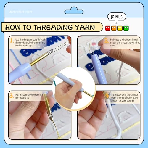 Image of Perycomly Punch Needle Kit for Adults Beginner, DIY Color Field Punch Needle Embroidery Kit Include Hoop, Instruction, Great Home Decor Gift - 20x20 cm