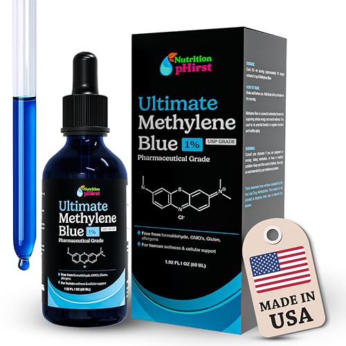 Methylene Blue Drops Pharmaceutical Grade 1.69oz– USP Grade 1% Solution with Balanced Electrolyte SolutionThird-Party Tested Dietary Health Supplement –No Formaldehyde High Cognitive Support