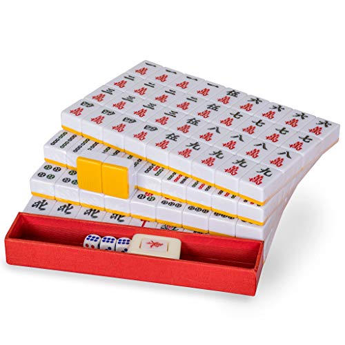 Yellow Mountain Imports Professional Chinese Mahjong Game Set - Double Happiness (Yellow) - With 146 Medium Size Tiles - For Chinese Style Game Play [專業中式麻將] #TOP3