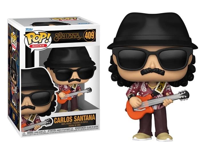 Funko Carlos Santana with Guitar and Sunglasses + Pop Protector: Pop! Rocks Vinyl Figure (Gift Set Bundled with ToyBop Brand Box Protector Collector Case)