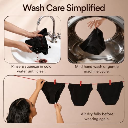Image of Mahina Cotton Period Underwear - Black | High-Rise | Leak-Proof 12Hr | Reusable 100 Washes | No Pads Needed | Lab Tested | Women & Girls