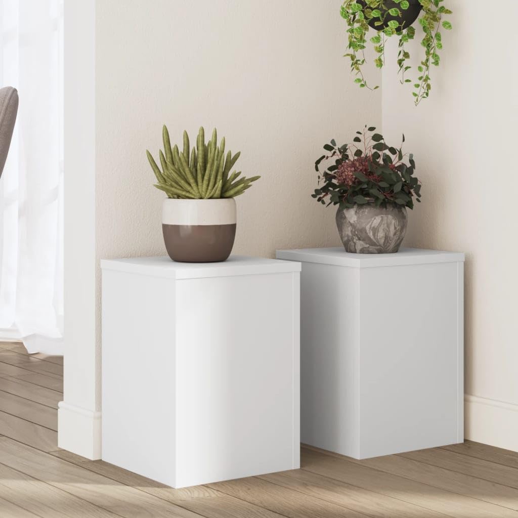 vidaXL Supporti per Piante 2 pz Bianchi 25x25x35 cm Legno Multistrato, Supporto per Fiori, Porta Fiori, Supporto per Piante da Interno, Porta Piante