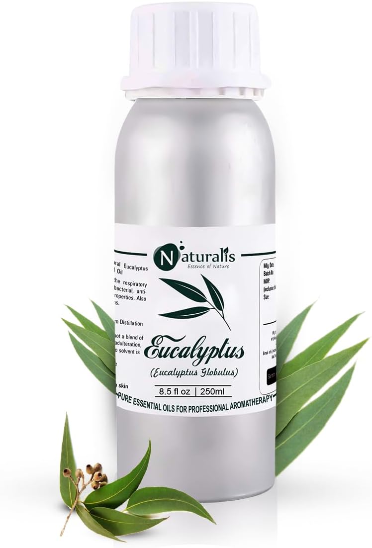 - Naturalis Eucalyptus Oil – Pure Eucalyptus Essential Oil for Aromatherapy, Skin & Hair Care, Massage, Steam Inhalation, and Diffuser – Therapeutic Grade - 250ml