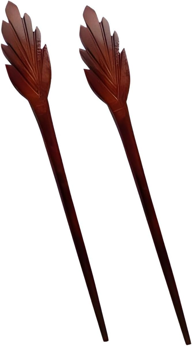 Salvus APP SOLUTIONSMaple Leaf Design Marble Made Long Hair Stick/Juda Pin Set for Women & Girls (Brown Color)