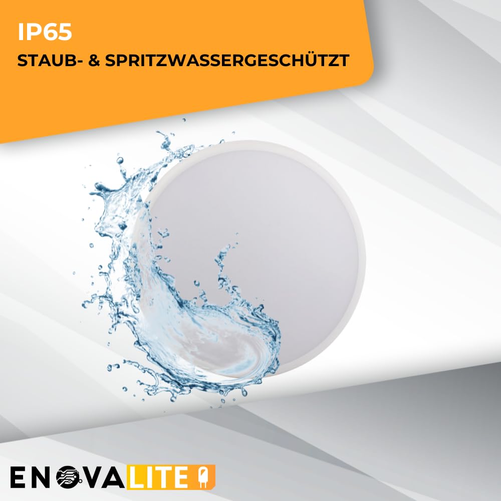 2x LED Deckenleuchte mit Bewegungsmelder 18W 4000K Neutralweiß 1880lm - IP65 wasserdichte Deckenlampe für Badezimmer, Küche, Flur, Keller, Garage - Rund ø250x48mm
