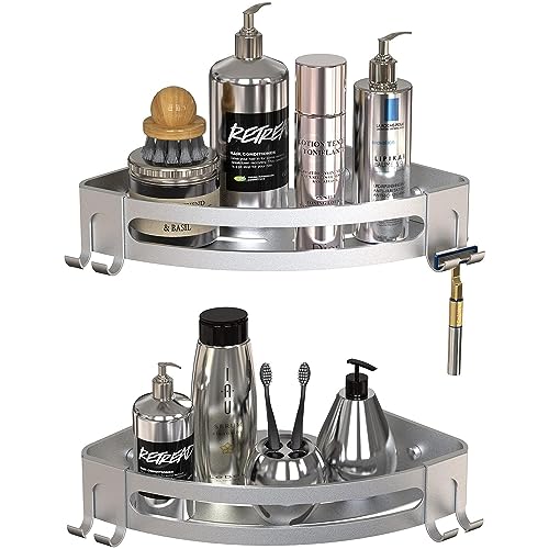 GeekDigg 2-Pack Corner Shower Shelves with Razor Holder