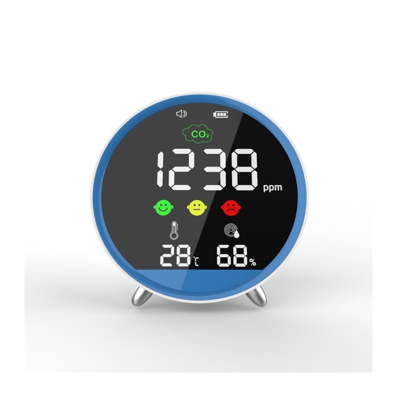 Détecteur de gaz, Détecteur de dioxyde Carbone CO2 Compteur température et d'humidité qualité l'air Alarme Concentration pour Le Travail, la Maison