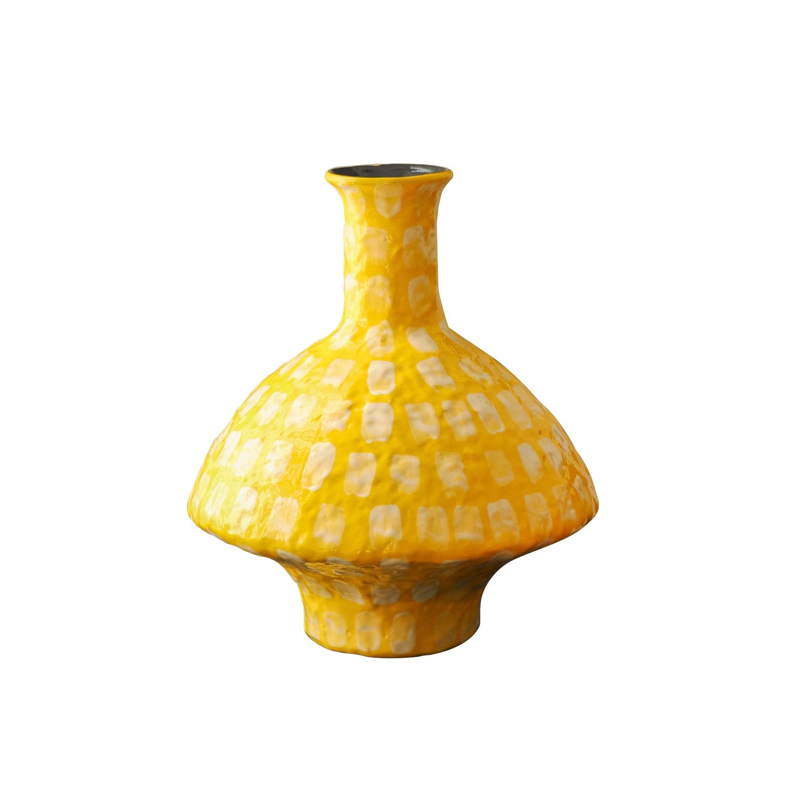 Nzzkoides Yellow C Home Decorative Ceramic Vases, Fashion Art Vases With Hand-Painted Texture Patterns, Ornaments For Living Room, Bedroom, Study Room, Shelf(Size:25 * 25 * 30Cm,Color:yellow C)