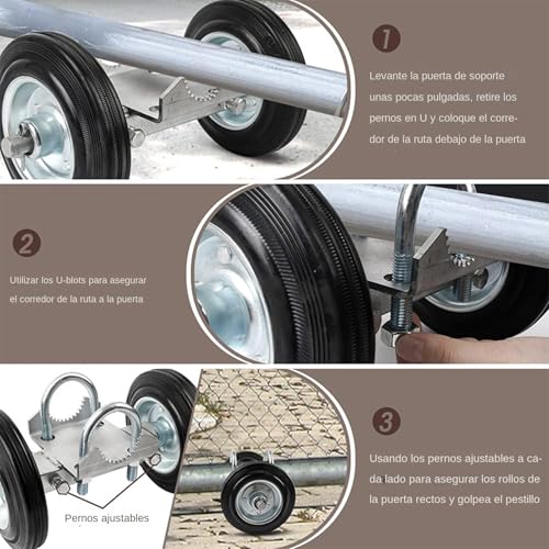 Roues pour portails roulants en acier robuste avec plaque de charge - 7