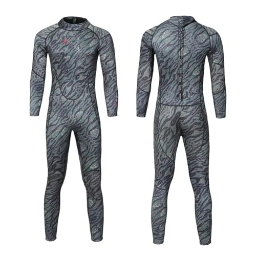 TOVCHEI Traje De Neopreno De Una Pieza, Pantalones De Manga Larga De 5 Mm, Cálido, Resistente Al Frío, Traje De Buceo Anti-UV para Buceo, Snorkel, Velero, Lancha A Motor,Verde,L
