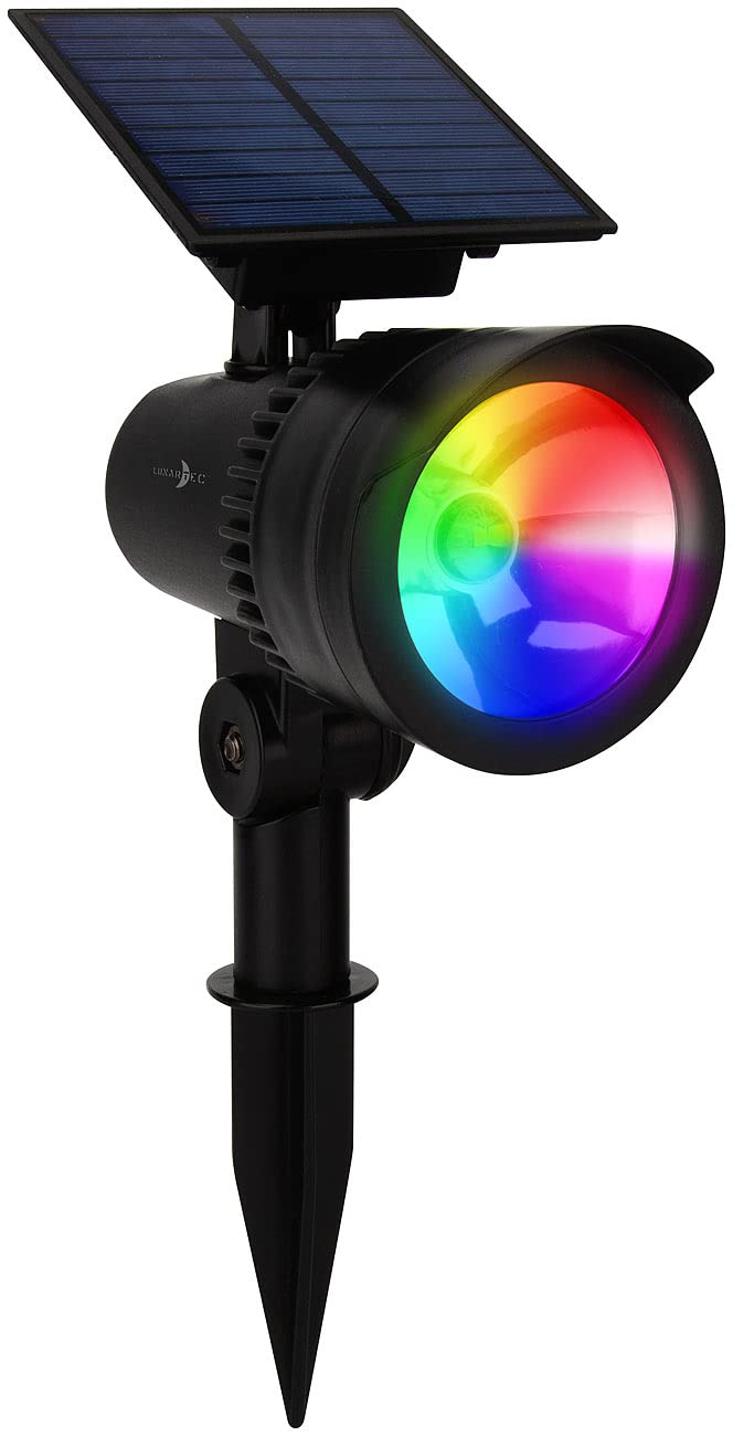 Lunartec LED Solar Erdspieß: 6er-Set RGB-CCT-LED-Spots mit Gateway, 50 lm, 1 W, IP44 (Solarstrahler mit Bluetooth, LED Solar Gartenspot, Gartenleuchte Standleuchte)