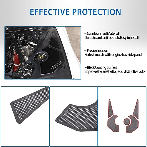 Image of Engine Bay Side Panel Cover Trim Compatible with Chevrolet Corvette C8 2020-2026, Rear Engine Covers, Engine Compartment Side Panel Decoration Accessories 5Pcs (Black)