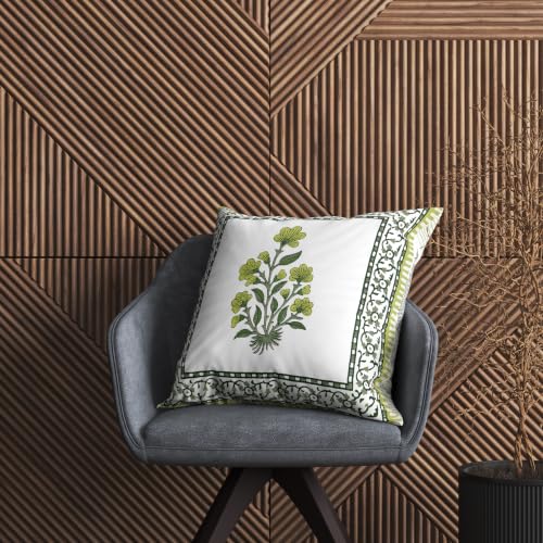 Image of BLOCKS OF INDIA Hand Block Printed Cotton Cushion Cover (16 x 16 inches) (Cushion 13)