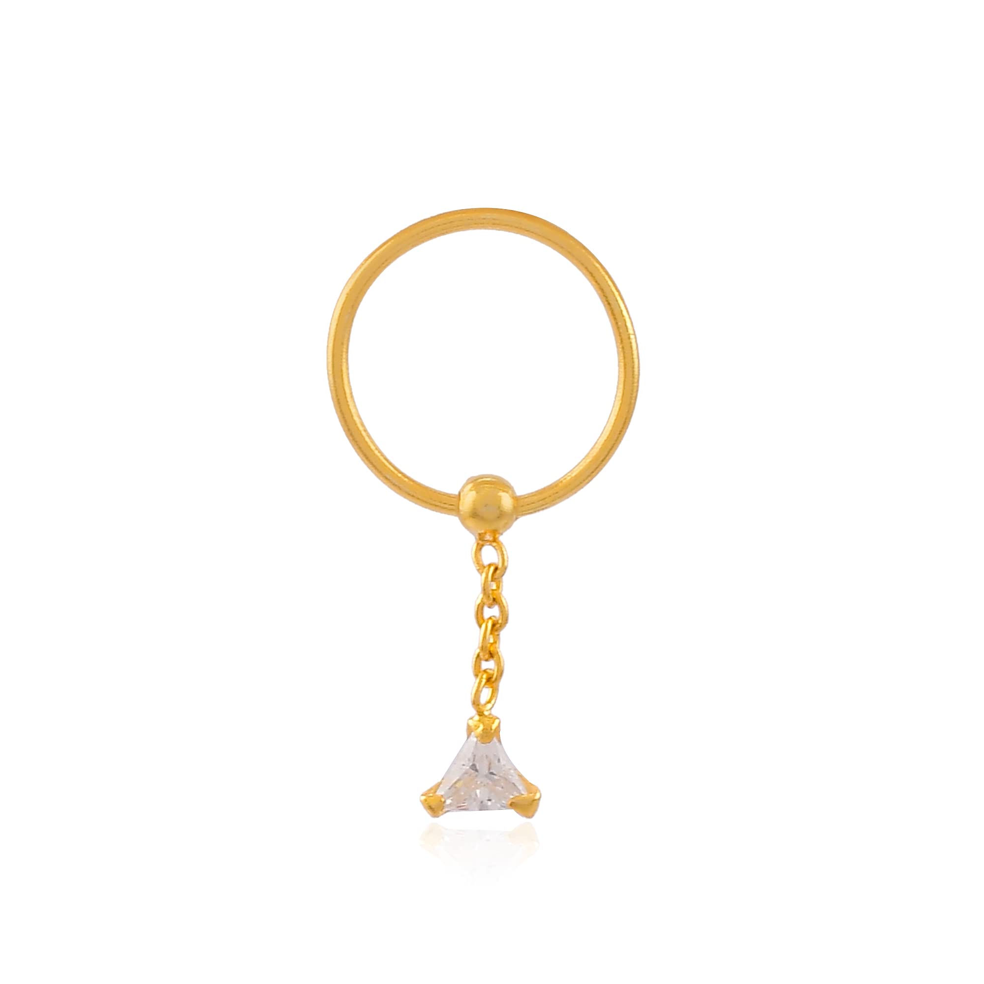 NEMICHAND JEWELS 925 Sterling Silver Triangle Charm CZ Diamond Nose Ring & upper helix earring For Women (10mm- 1PC) (Gold Plated) (B09JCFS26V) Amazon Price History, Amazon Price Tracker