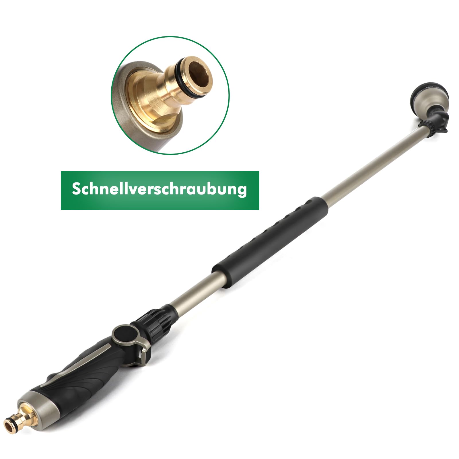 RESTMO 92 cm Untra Langer Gießstab, Gartenbrause Metall mit 180° schwenkbaren Kopf | 10 Sprühmustern | Daumenflusskontrolle | Bewässerung Zauberstab zum für Blumenampeln und Sträucher