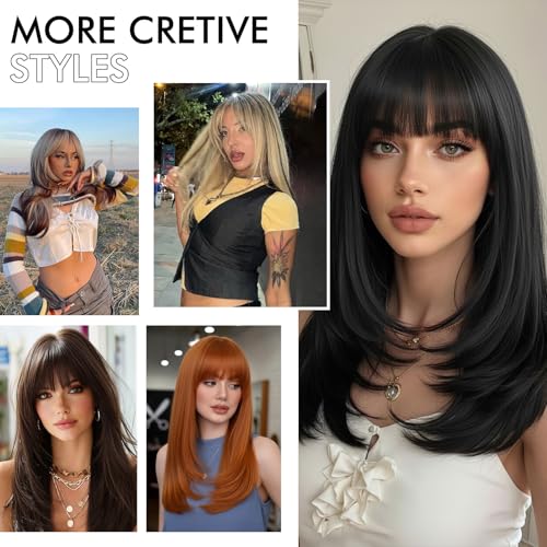 NOSTALGIA 20Inch Wig with Bangs for Women 4x4 Realistic Scalp - image 5