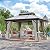 GAZEBEST 10' X 13' Permanent Hardtop Gazebo, Outdoor Polycarbonate Double Roof Pavilion Pergola Canopy with Aluminum Frame and Privacy Curtains for Patio, Garden, Backyard, Lawn