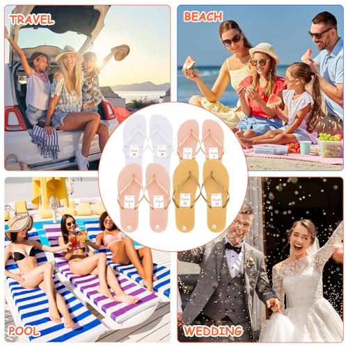 Image of 24 Pairs Flip Flops Bulk for Wedding Party Guest Sandals Hotel Guest Spa Slippers with Size Card Sign and Drawstring Bag
