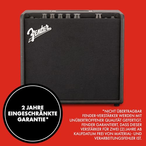 Fender Mustang LT25 Gitarren-Combo-Verstärker, 25W mit 8\ Lautsprecher, 30 Presets und USB-Konnektivität, Schwarz