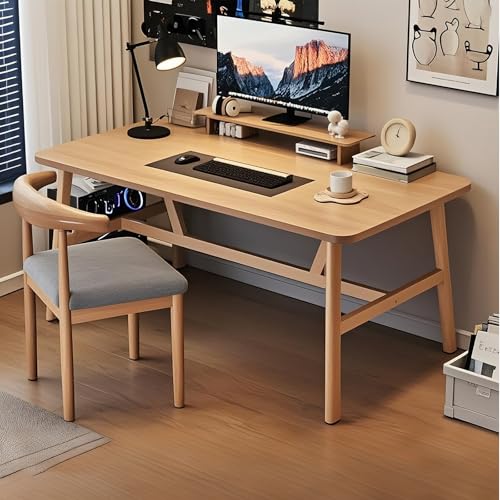 Poxvythb パソコンデスク モダンシンプルスタイル木製pcデスク ホームオフィス、寝室、勉強机、狭いスペース用 computer desk 学習机在宅ワーク おしゃれ 組立簡単 ビンテージ(120x80x74cm,木の色/シングルテーブル)