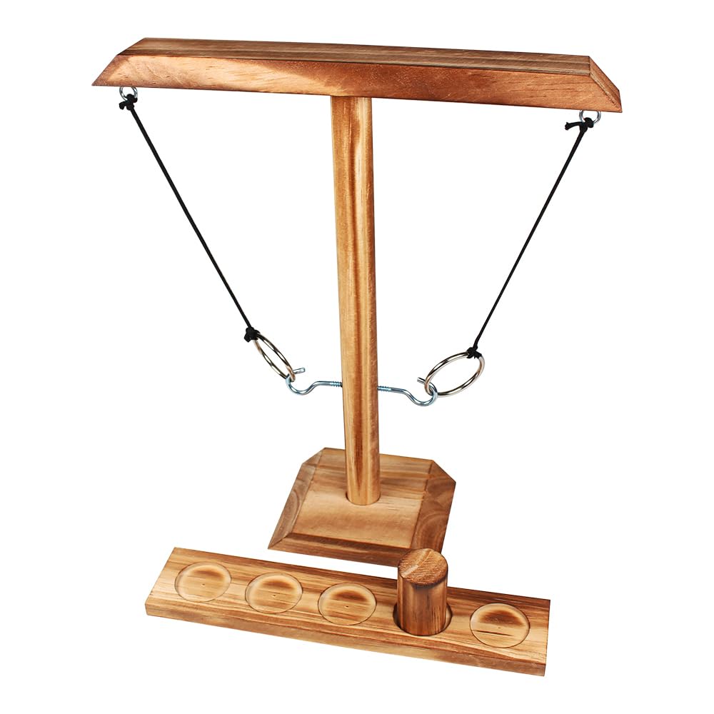 Ring Toss Game - Jeu d'adresse en bois - Machine à lancer à anneaux suspendue - Qui est le plus rapide ? Duels passionnants pour la prochaine fête - Intérieur et extérieur - Enfants et adultes - 100