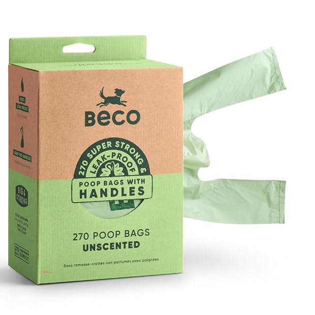 Beco Bolsas para caca de perro, 94% plástico reciclado, asas de corbata sin