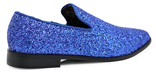 Image of SPK04 Men's Vintage Glitter Dress Loafers Slip On Shoes Classic Tuxedo Dress Shoes
