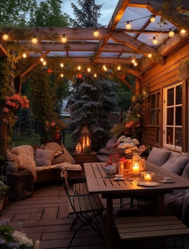 LED Lichterkette Außen Strom 8m - Outdoor Lichterketten 27FT mit Aussen Wetterfest G40 Glühbirne Warmweiß Aussenlichterkette für Balkon… – Ansicht 5