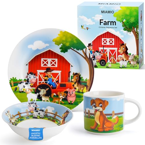 MIAMIO - 3er-Set Kindergeschirr/Porzellan Kinderbesteck,...