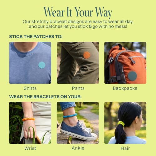 Image of Cliganic Mosquito Repellent Bracelet Stickers Pack for Kids & Adults Multi Color, Natural DEET-Free, Essential Oil Infused 20 Bands with 30 Patches, Citronella Scent