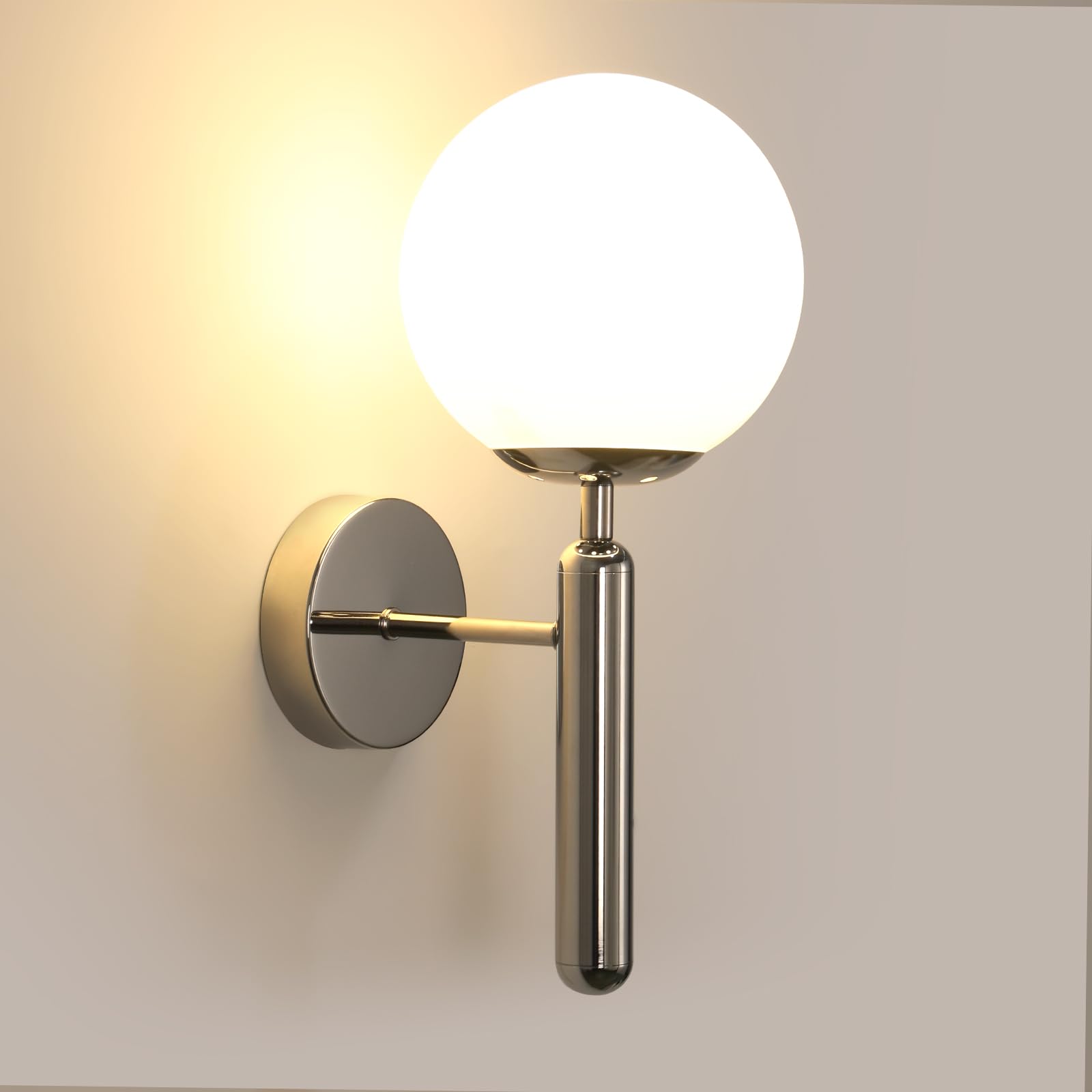 Comely Indoor Wall Lamp, Modern Wall Light, LED Industrial Design, Frosted Glass Globe Wall Light E27 for Bedroom, Living Room, Hallway, Staircase