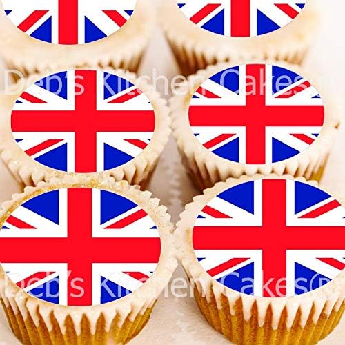 Union Jack Cake Toppers Edible Wafer 4cm x 24 Great Britain