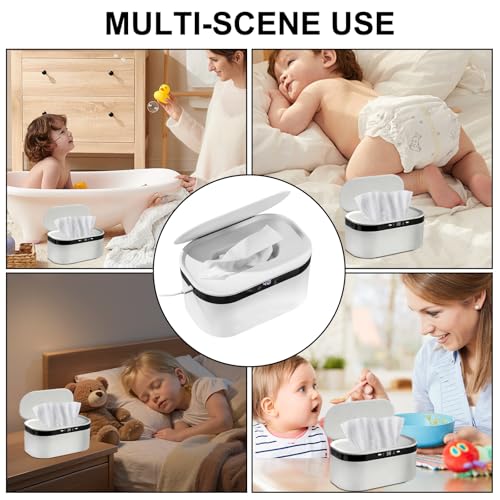 Suevut Feuchttuch Wärmer, 3 Heizstufen & Konstanttemperatur 10W USB Wipes Warmer mit LED-Nachtlicht Schnellheizung, USB Baby Wischtuchwärmer für Auto, Babyzimmer, Reisen