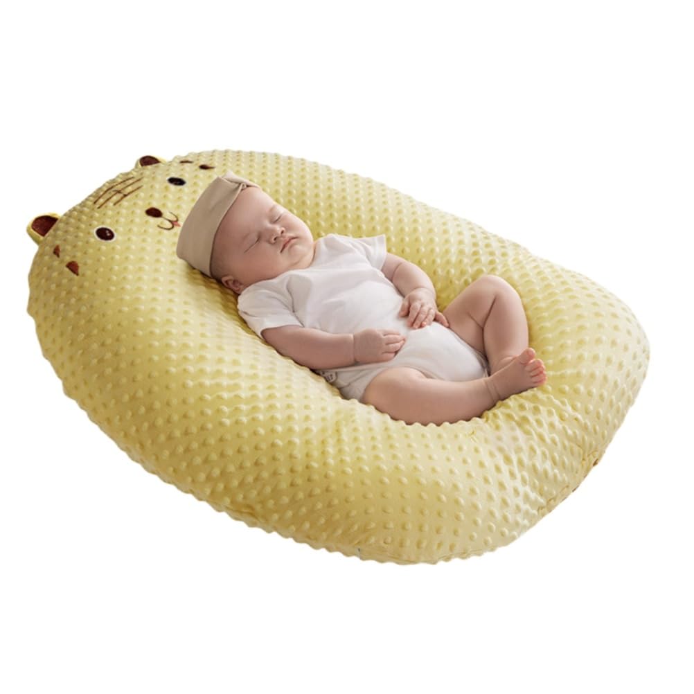 Poduszka dla niemowląt Baby Lounger - Podpora do karmienia dla noworodków z nachyleniem 15°, miękka powierzchnia w kropki, poduszka chroniąca przed ulewaniami,Yellow