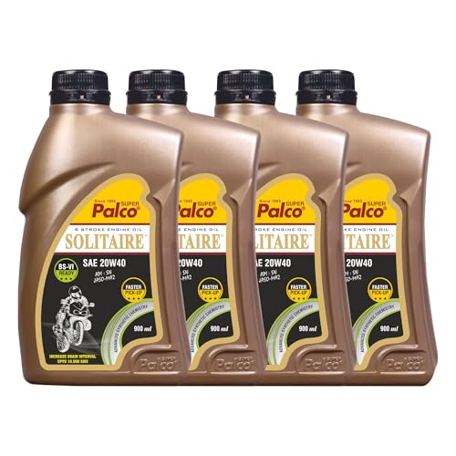 Image of PALCO Solitaire 20W40 Engine Oil for Bike 900ml (Pack of 4) | BS6 Compatible Synthetic Technology | 4-Stroke Bike Engine Oil | Up to 10,000 km Drain Interval