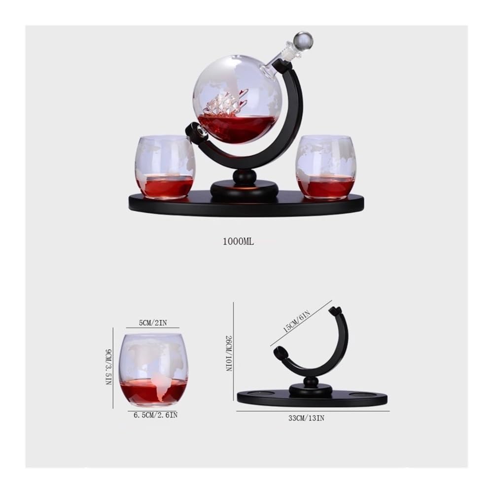 birene Decanter Bottiglia di Vino in Vetro gorgogliante Globe, Vuota, Creativa, Artigianale, Set Rosso